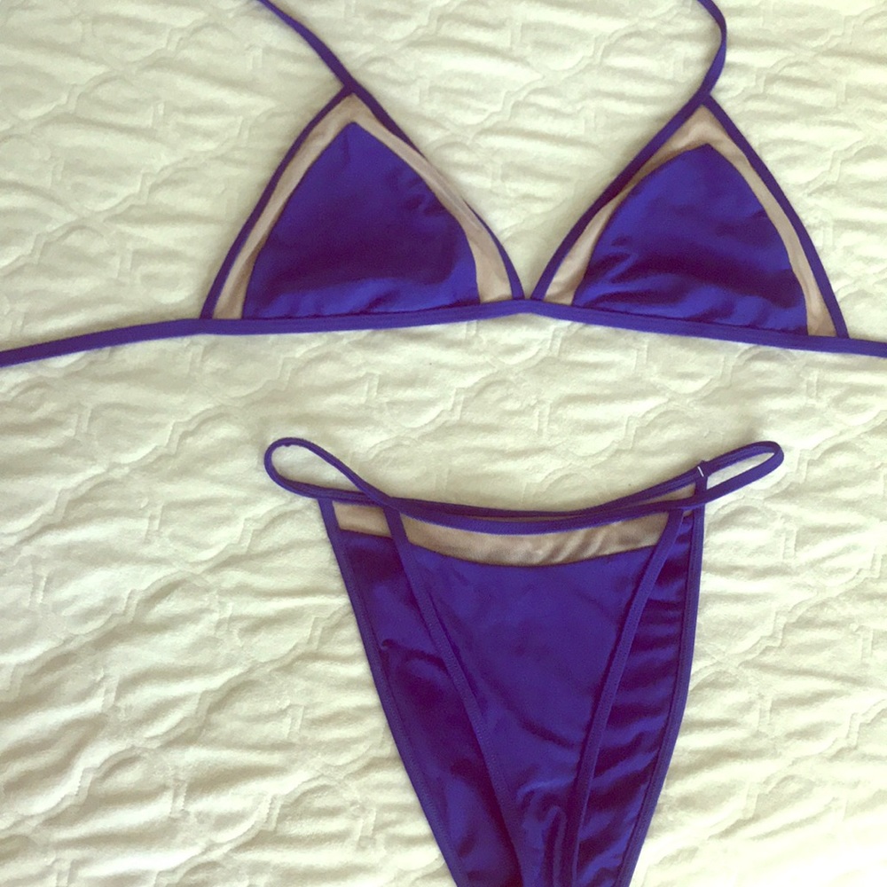 Royal blue swim with sexy mesh detail